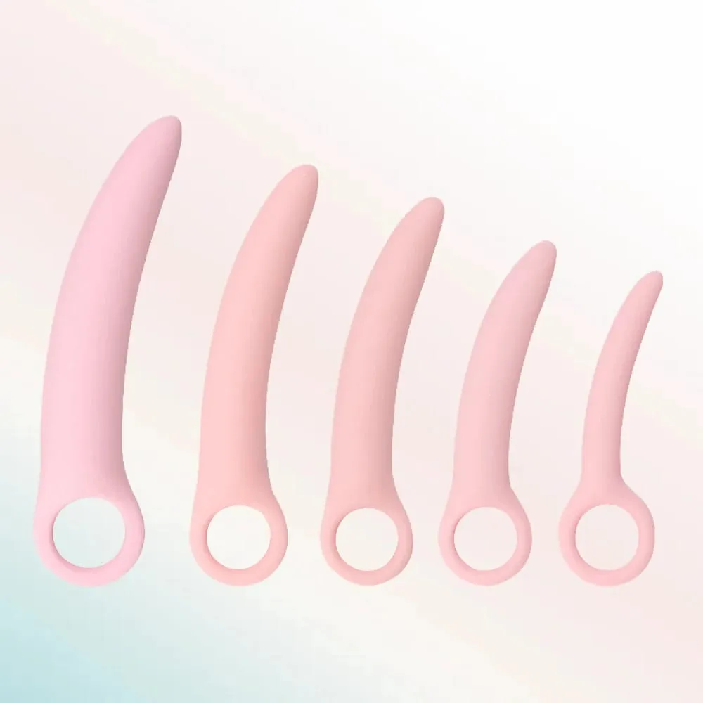 1 Set 5pcs Soft Silicone Small Ivory Pull Ring Vaginal Dilator Set Vaginismus Anal Plug toys Dilator Vagina Anal Sex Product — image 3
