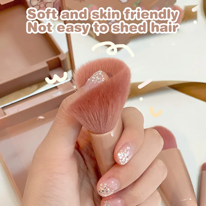 5pcs Travel Size Makeup Brushes Set Mini Makeup Brushes Small Complete Function Cosmetic Brushes Kit With Case And Mirror Perfe — image 2