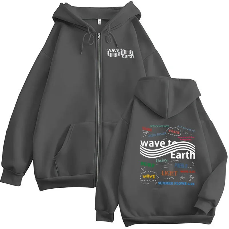 Korean Band Wave To Earth The Pieces Tour 2026 Zipper Hoodies Men Women Clothing Long Sleeve Vintage Oversized Coats Sweatshirt — image 5