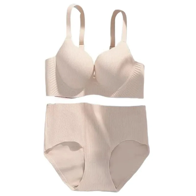 Women Elegant Thick Padded Gathering Lifting Lingerie Set Wirefree Seamless Solid Comfort Push Up Support Stylish Fit Designed — image 2