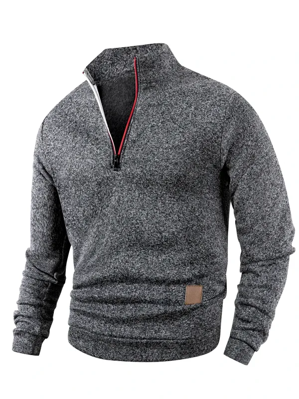 2Pcs Set Men 1/4 Zip Mock Neck Sweatshirt, Fleece Lined Pullover with Ribbed Cuffs Warm Casual Top for Fall Winter Daily Wear — image 14