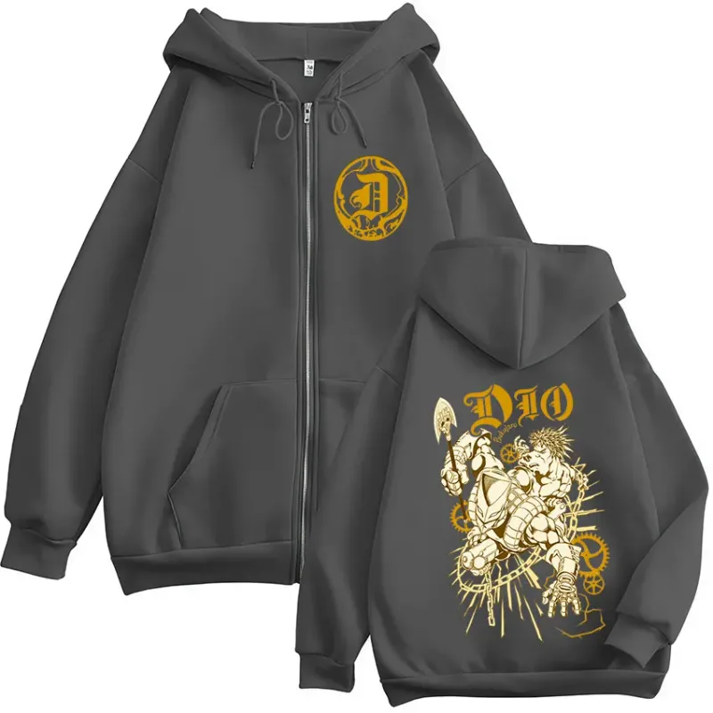 Anime Jojo Bizarre Adventure Dio Brando Zipper Hoodies Men's Women Zip Up Hooded Sweatshirts Fashion Jackets Coats Streetwear — image 4