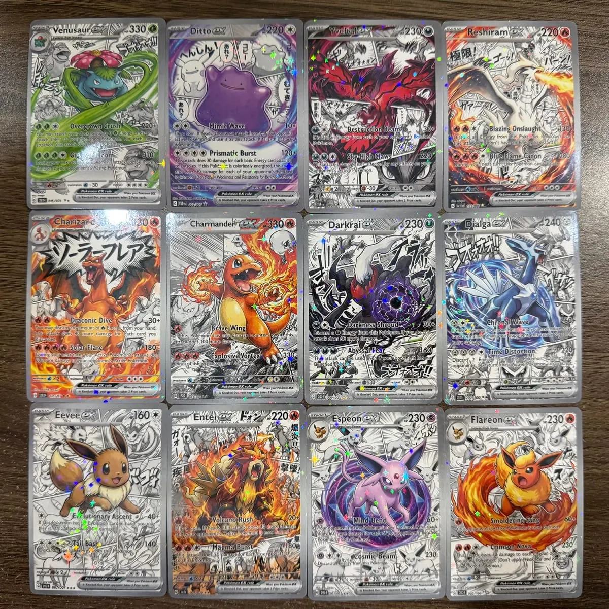 Shiny 60Pcs Pokediy Comic Style Custom Pokemon Ex Cards Manga Anime Version Classical Collection Eevee Charizard Mega Kids Gift — image 4