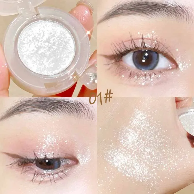 1 Pcs Monochrome High Gloss Waterproof Eye Shadow Peachy Pink Long Lasting Silky Easy To Color Diamond Shiny Eye Shadow Cosmetic