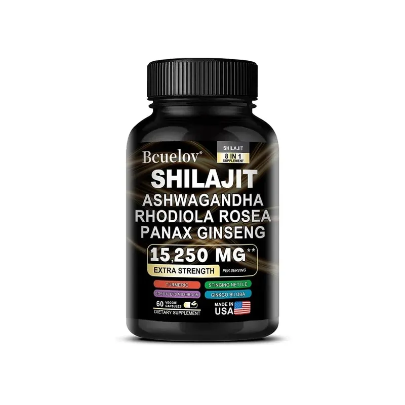 Shilajit 9000 Ginseng 1500MG Ashwagandha 2000MG - Extratos complexos de plantas naturais 8 em 1 fornecem energia, força muscular imunológica — image 9