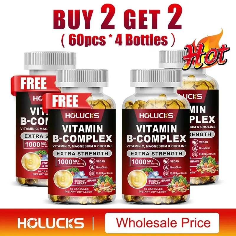 Vitamin B Complex Supplement Rich in B1 B2 B3 B5 B6 Biotin Strength Energy Support Brain & Heart Promote Metabolism