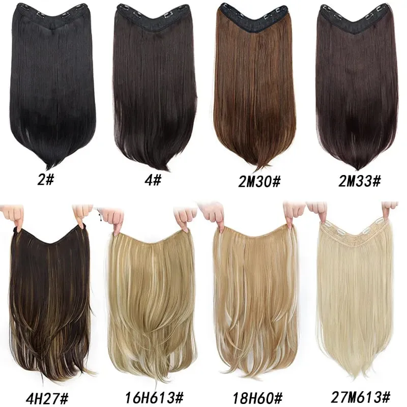 22 Inch U Shape One Piece Hair Extensions Long Layered Inward Curly Synthetic Wig Invisible Seamless Hairpiece For Women Daily W — image 4
