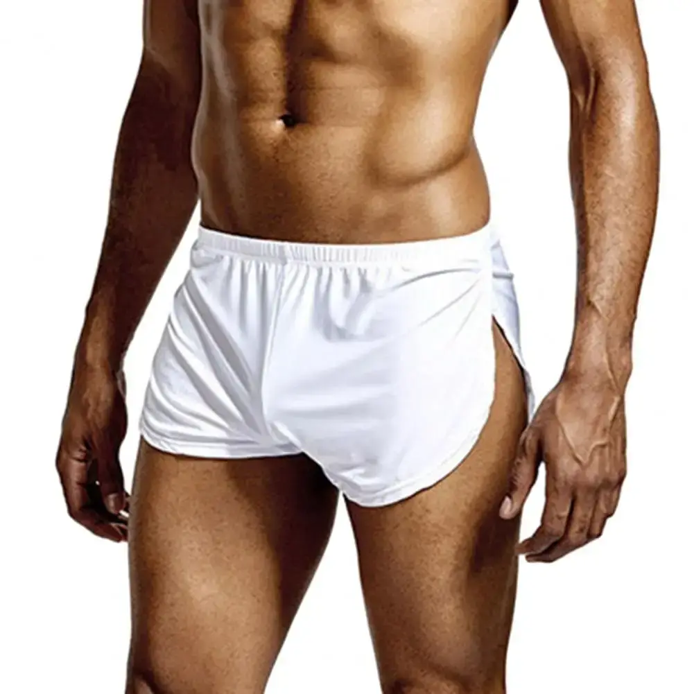 Männer Einfarbig Atmungsaktive Low-rise Shorts Höschen Elastische Taille Seite Split Eis Seide Lounge Shorts Unterhosen Nachtwäsche — image 5