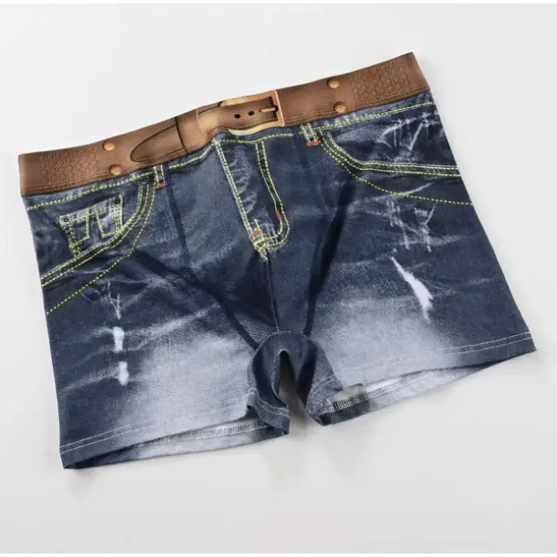 1PCS Panlalaking damit na panloob na denim print cotton na hugis U na disenyo, breathable na boksingero, panlalaking cotton na komportable — image 5