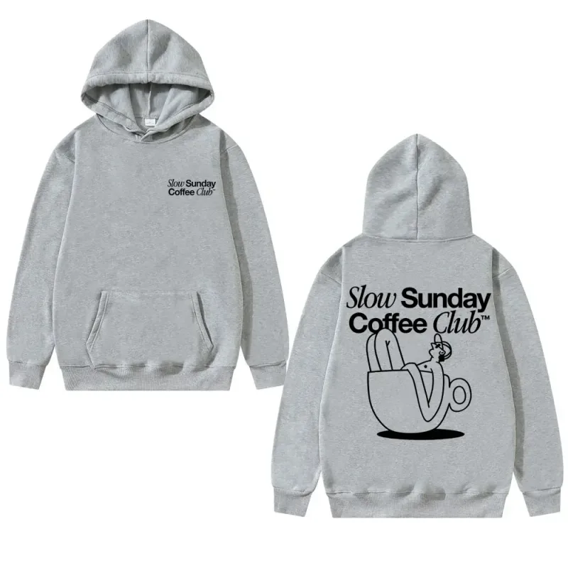 Unissex lento domingo café clube moletom com capuz engraçado meme vintage casual streetwear moletom, várias cores disponíveis