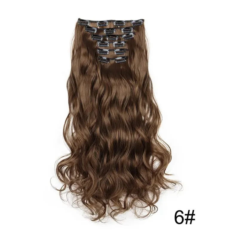 22Inch Synthetic 6pcs/set Long Curly Hair Extension Thick Soft Hairpiece for Short Hairline Coverage for Women Daily Use — image 15