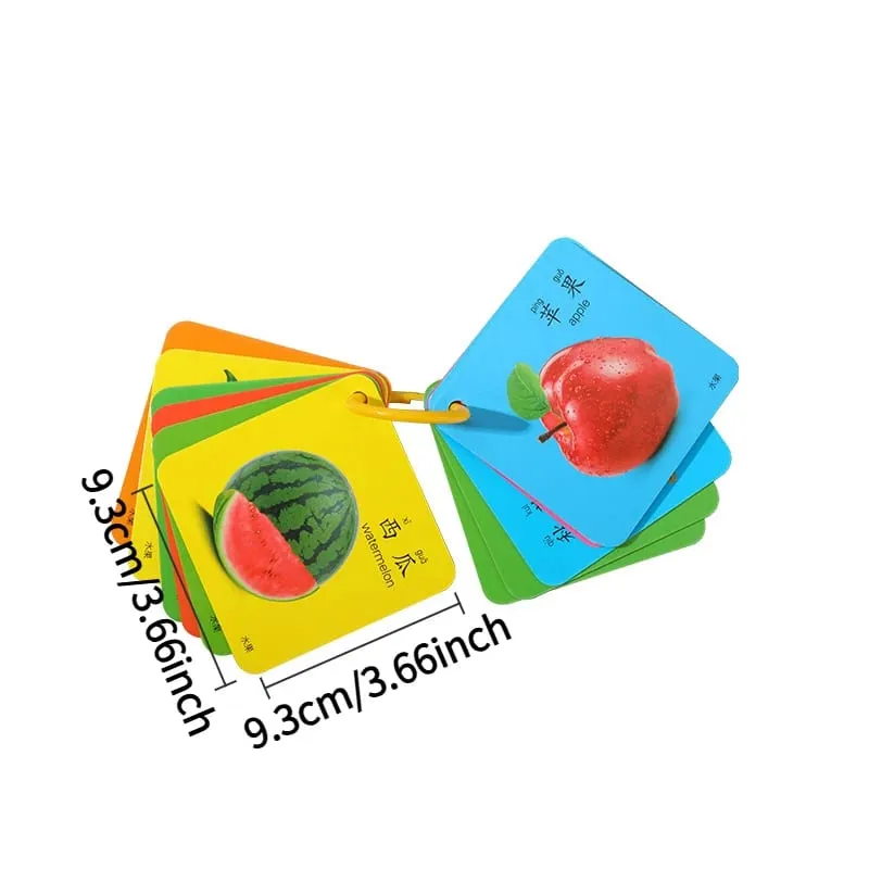 90 Pages Animal Fruits Numbers Card English&Chinese Characters Cards Learn Chinese Pinyin Literacy Cards — image 3
