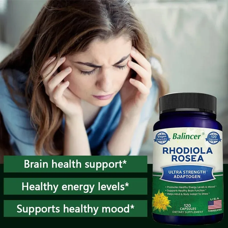 Rhodiola Rosea 1000mg Capsules Natural Herbaceous Plants Stress Relief Energy Mood Focus Support Brain Health Gluten Free — image 5