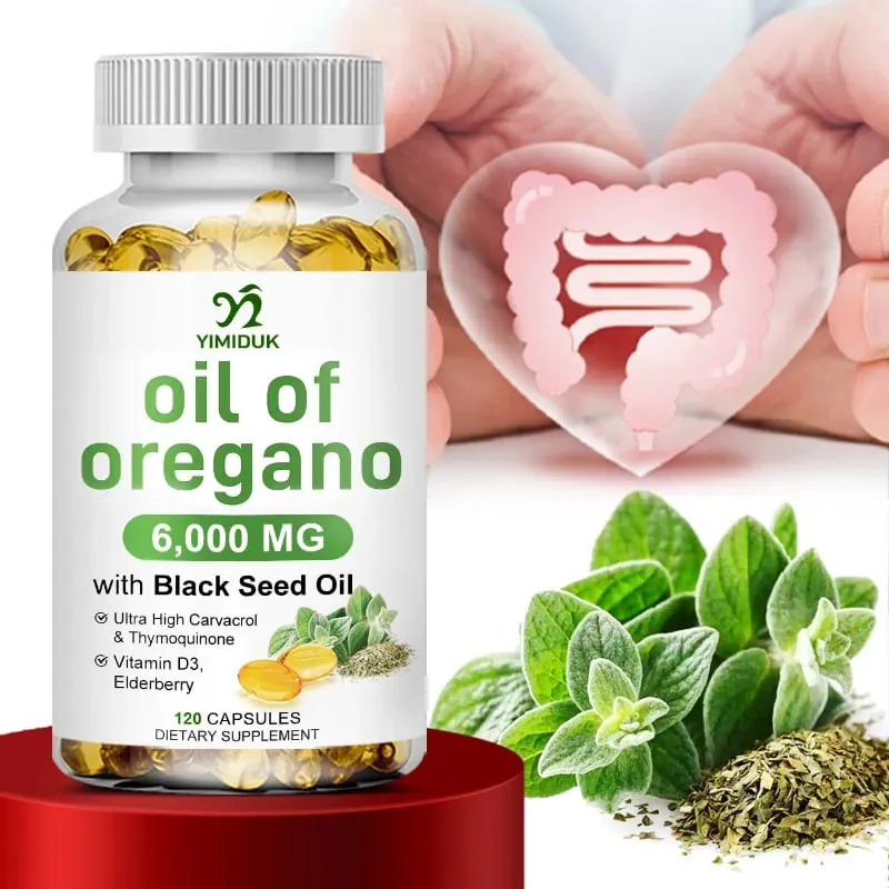 Óleo de orégano + com óleo de semente preta e sabugueiro + vitamina D3 suporta antioxidante e saúde da pele, sistema antibacteriano e imunológico — image 2