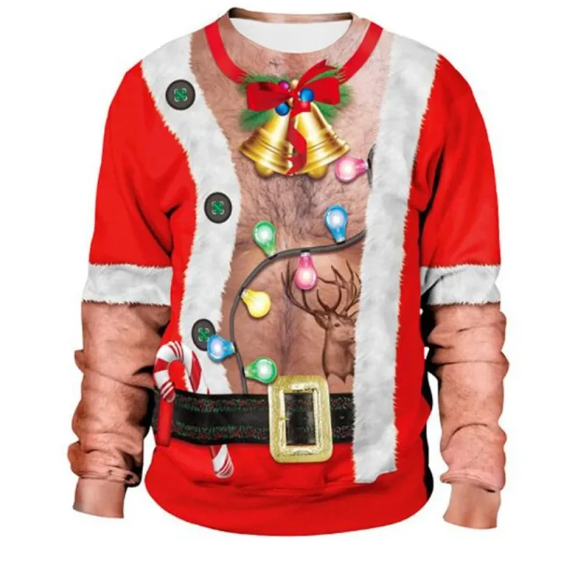 Funny Christmas Sweater Men Women Pullover Xmas Sweatshirt Ugly Graphic Y2k Sweatshirts for Holiday Party Loose Men's Clothing — image 12