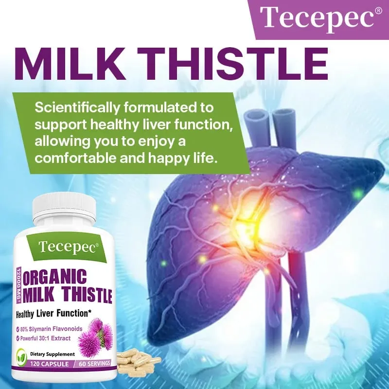 Milk Thistle Capsules Antioxidant Support Healthy Liver Function Detox Cleanse Cardiovascular Care Skin Health & Immunity