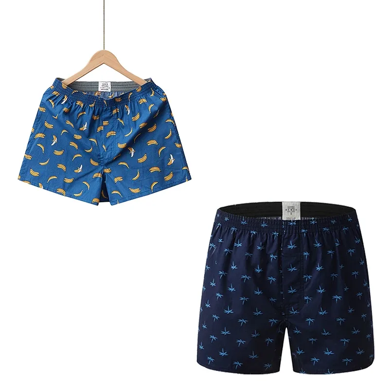 Men's Cotton Boxer Shorts, Printed Pattern na Panlalaking Underwear, College Style Shorts, Summer Breathable at Kumportableng Kasuotang Pang-laswang