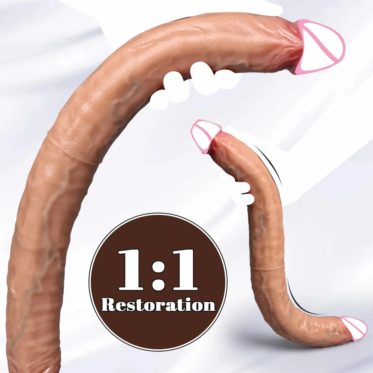 Double Head Realistic Silicone Dildo Long Anal Plug Vaginal Stimulator for Lesbian Couples And Gay Men Liquid Silicone Sex Toy — image 5