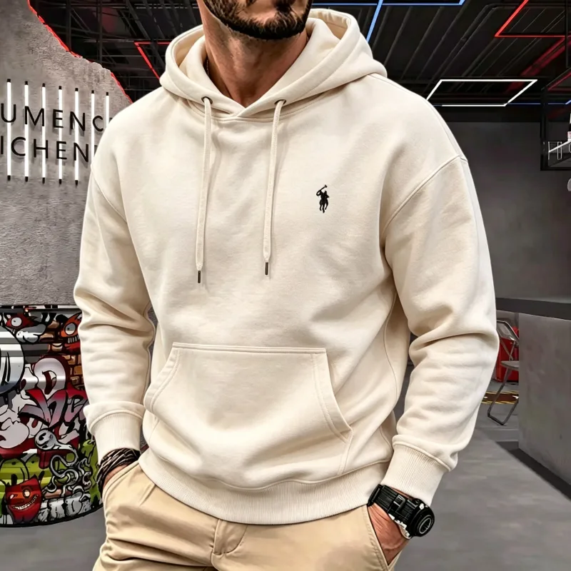 Haut de gamme pour hommes à capuche à manches longues 2026 automne-hiver luxueux à la mode cheval broderie haut de golf sweat à capuche décontracté vêtements pour hommes — image 3