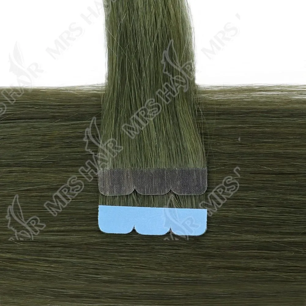 Mini Tape In Hair Extensions Skin Weft Machine-Remy Natural Tape in Extensions Pea Green 10pcs/pack 12-20 inch