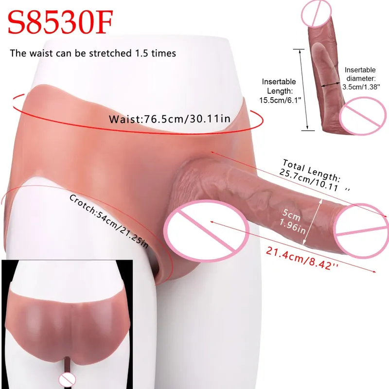 Højtalje realistisk penisærme насадка на член Strap On Hollow Dildotrusser Silikone Dick Extender Sexlegetøj til mænd