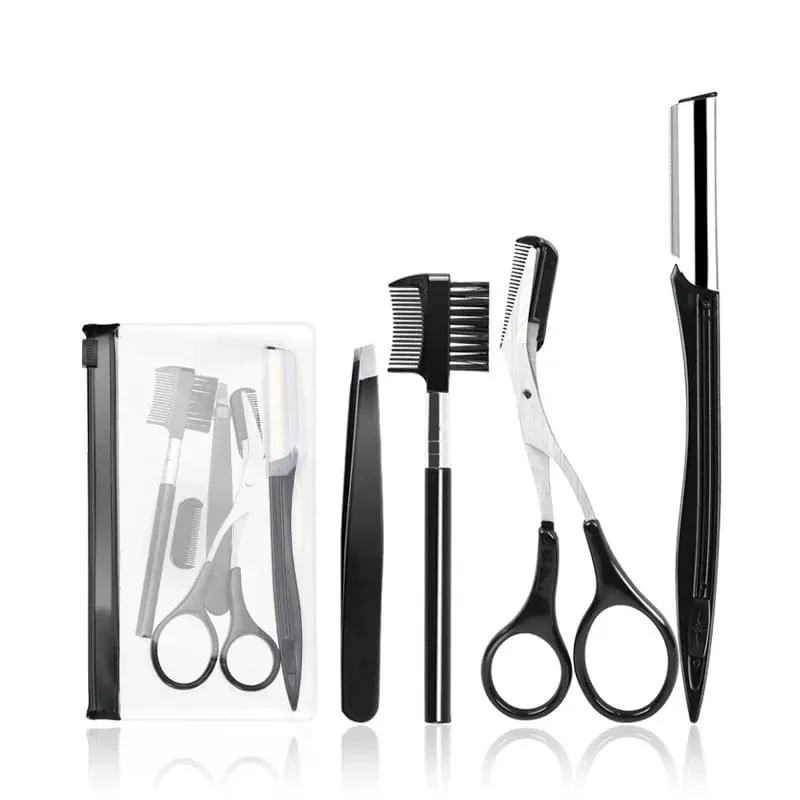 4/11/12 Pcs New Eyebrow Trimmer Set Scissors Tweezers Eyebrow Razor Scraping Eyebrow Comb Razor Eyebrow Clip Makeup Tools Sets — image 9