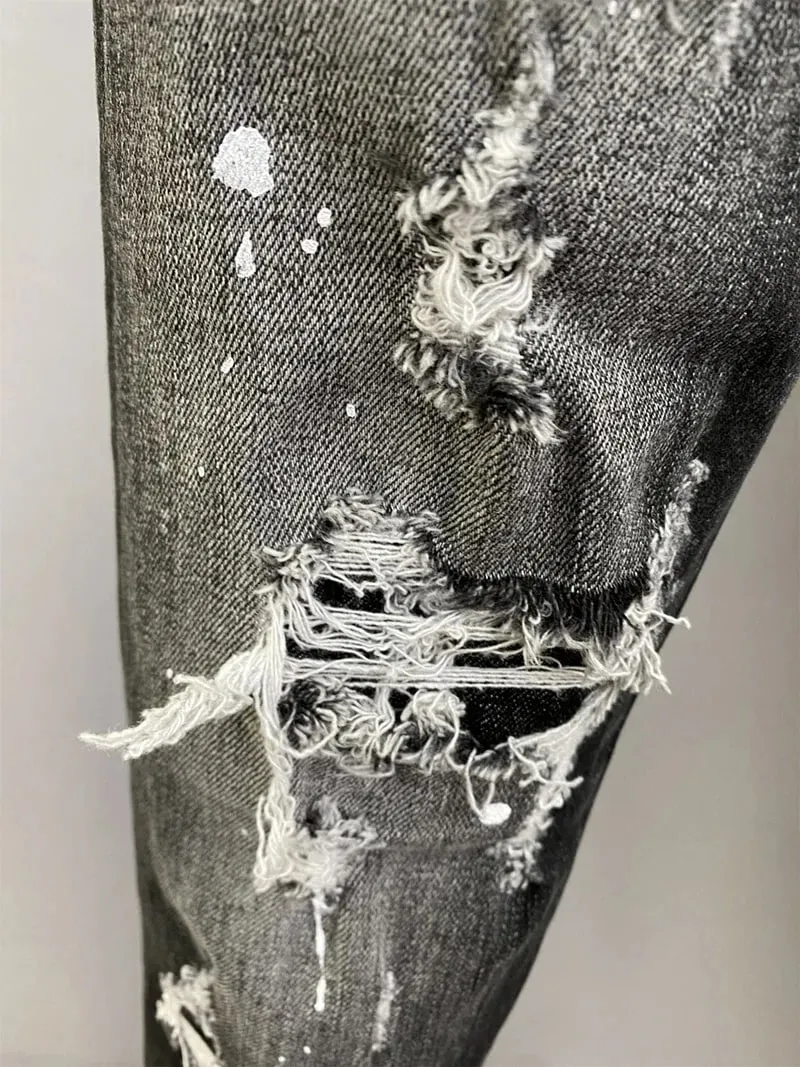 D2 Heren Jeans Denim Broek Gat Slanke Kokerbroek Metalen Knopen Feest Klassiekers Modieus Zwart DSQ2 JENAS — image 5