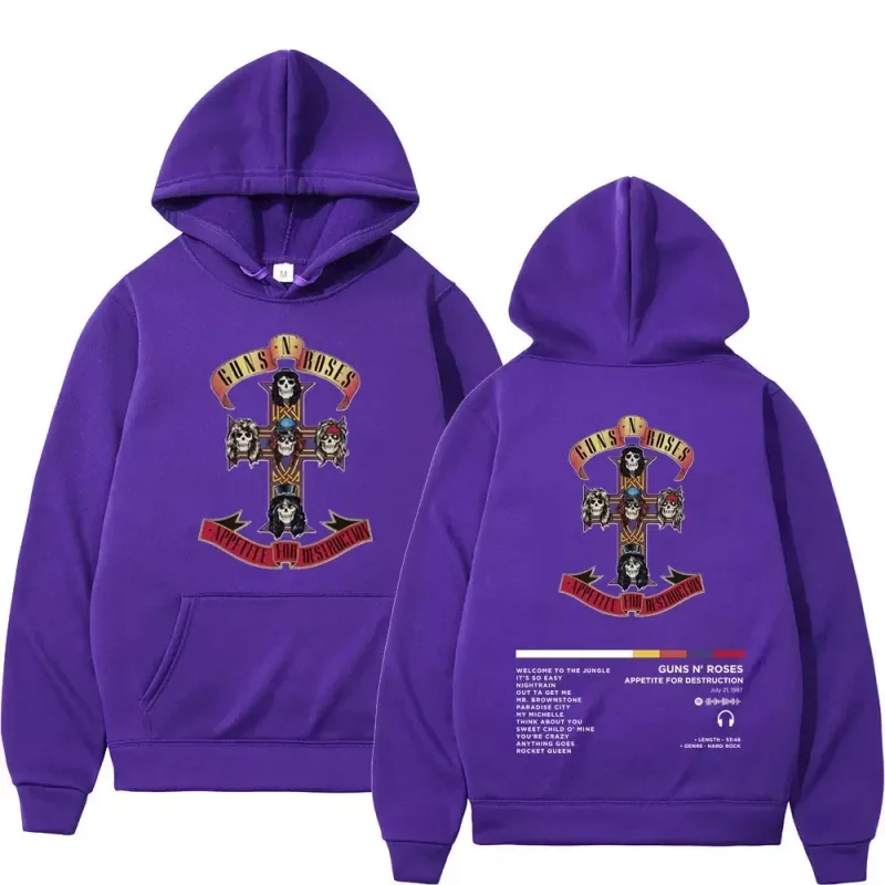 2026 Men's and Women's Guns N Roses Printed Hooded Sweatshirts Guns N Roses Unisex Clothing Printed Rock Hip-hop Gothic Fashion — image 14