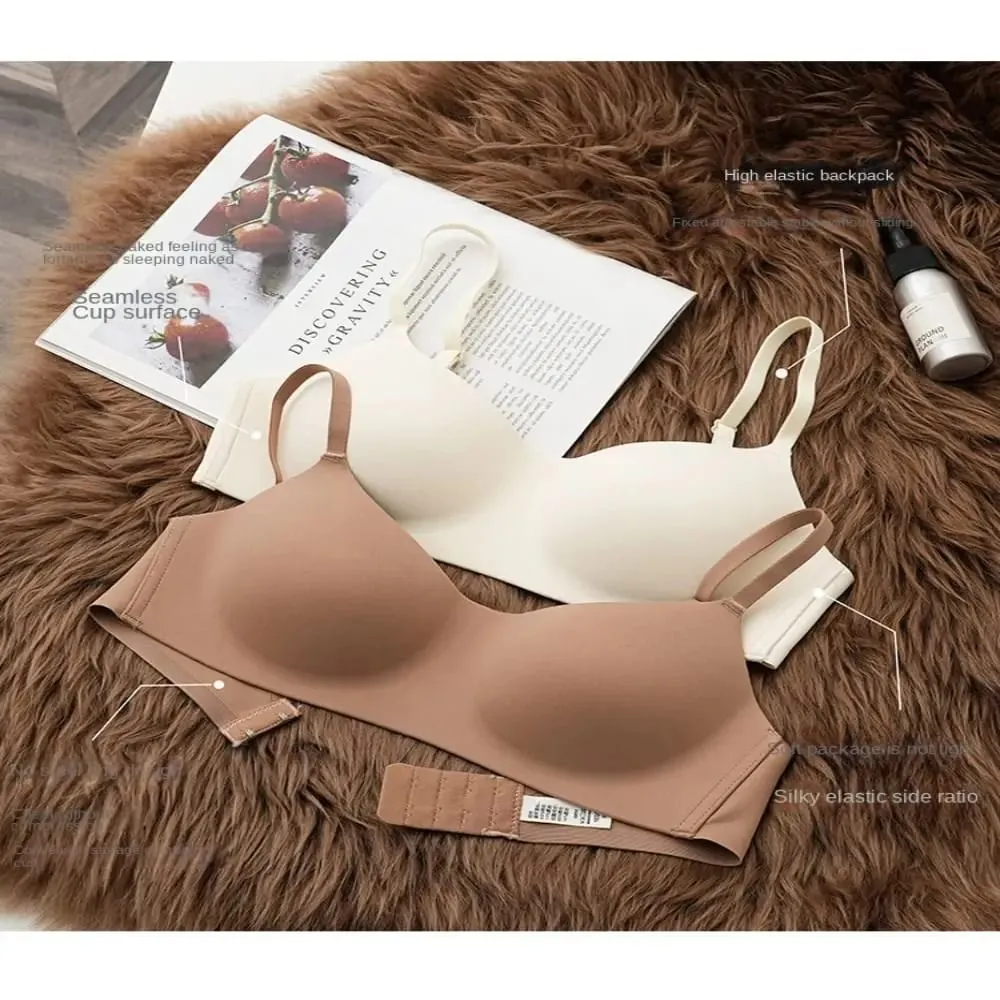 Soft Comfort Wireless Bra Breathable Fabric Thin Cup Push Up Bra Elastic Material Gathered Design Seamless Bra Women's Underwear — image 6