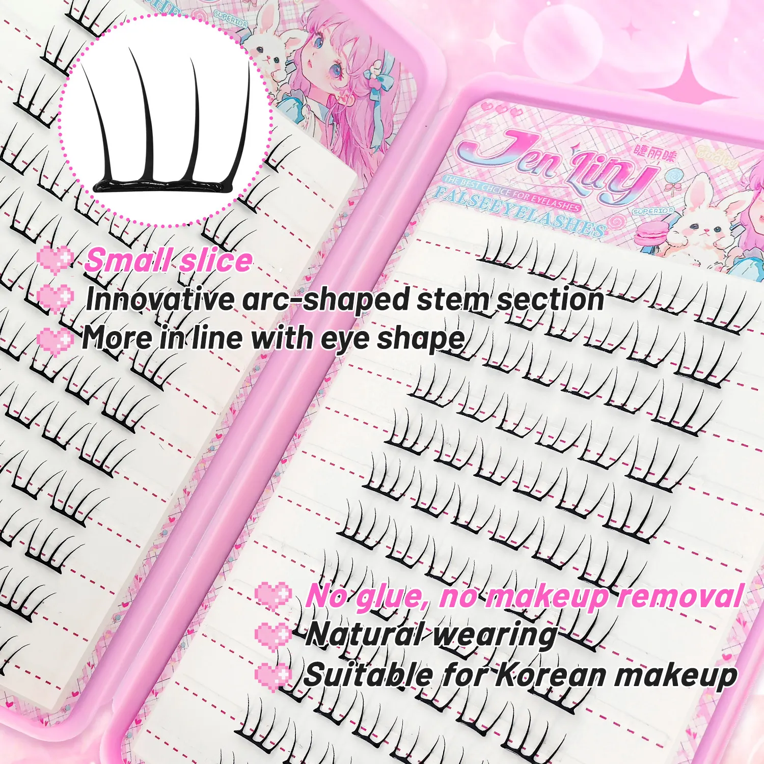 K-pop 2.0 Style Self-Adhesive False Eyelashes Easy Wear No Glue Trendy Daily/Party Eye Makeup Accessory — image 2