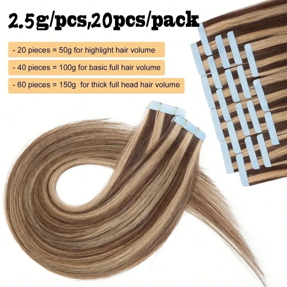 Jessie's Wig #4P27 Piano Highlight 16-26 Inches 50g 20pcs/pack Tape In Human Hair Extensions Real Human Hair Silky Straight — image 4