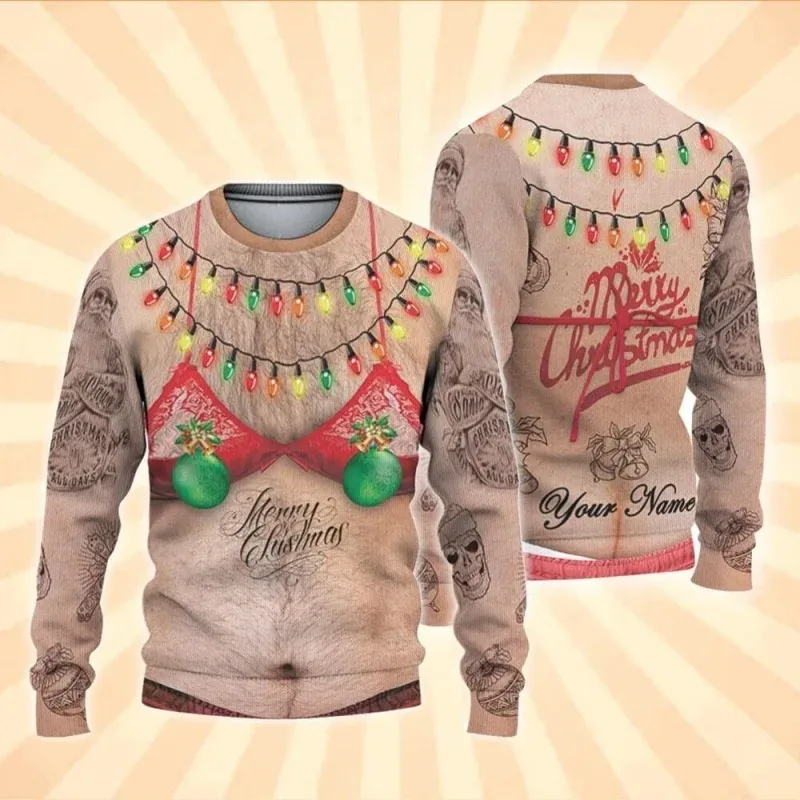3D Print Ugly Christmas Sweatshirts For Men Women Santa Claus Pattern Long Sleeves Casual Festival Loose Pullover O-Neck Hoodies — image 4
