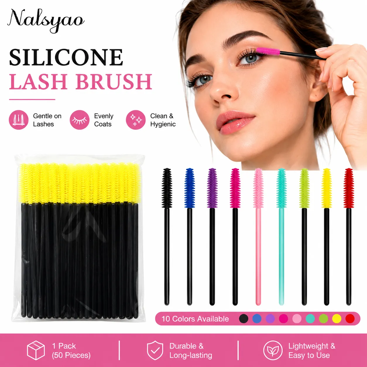 50 Pcs Disposable Silicone Mascara Stick Applicator Eyelash Extension Makeup Tools Eye Eyelashes Brushes Lash Makeup Brush — image 6