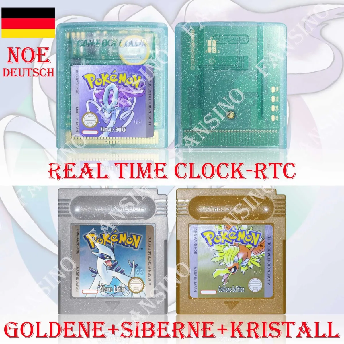 GB/GBC Real Time Clock Pokemon Crystal/Gold/Silver Version Video Game Cartridge with Battery USA/NOE/FRA/ESP/ITA Version — image 3