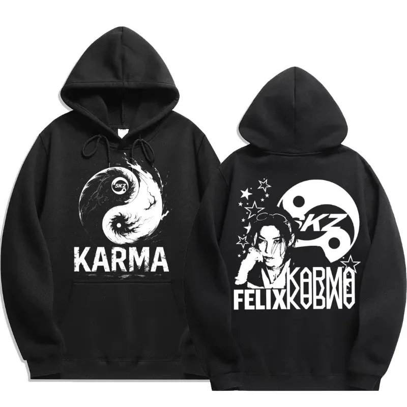 KPOP's fourth album KARMA printed men's hoodie FELIX HAN BANGCHAN CHANGBIN HYUNJIN LEE fashion hoodie — image 1