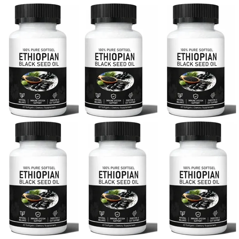 Ethiopian Black Seed Oil Organic Cold-Pressed Immune Support Supplement 60 Softgels for Joint Health & Antioxidant Protection