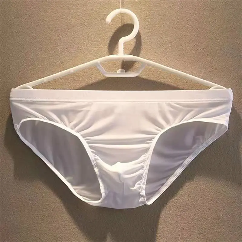 2 pçs grande bolsa de náilon cuecas masculinas cuecas de seda gelo masculino sem costura cuecas de cintura baixa calcinha fina plus size — image 7