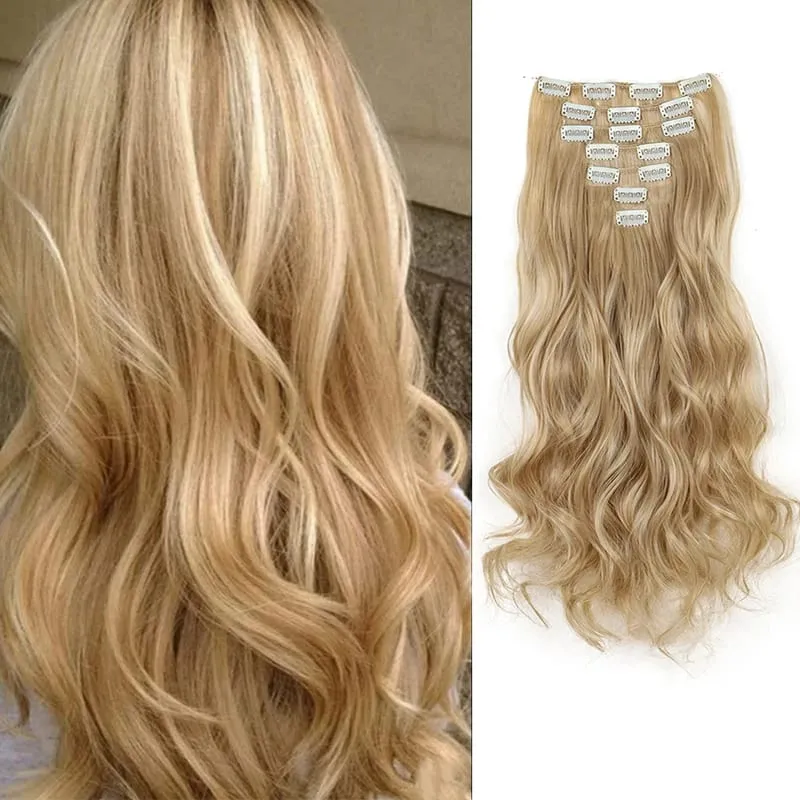24Inch Synthetic Long Wavy Curly Hair Extension 7pcs/set Soft Invisible Cilp Thick Fluffy Hairpiece for Women Daily Use — image 15