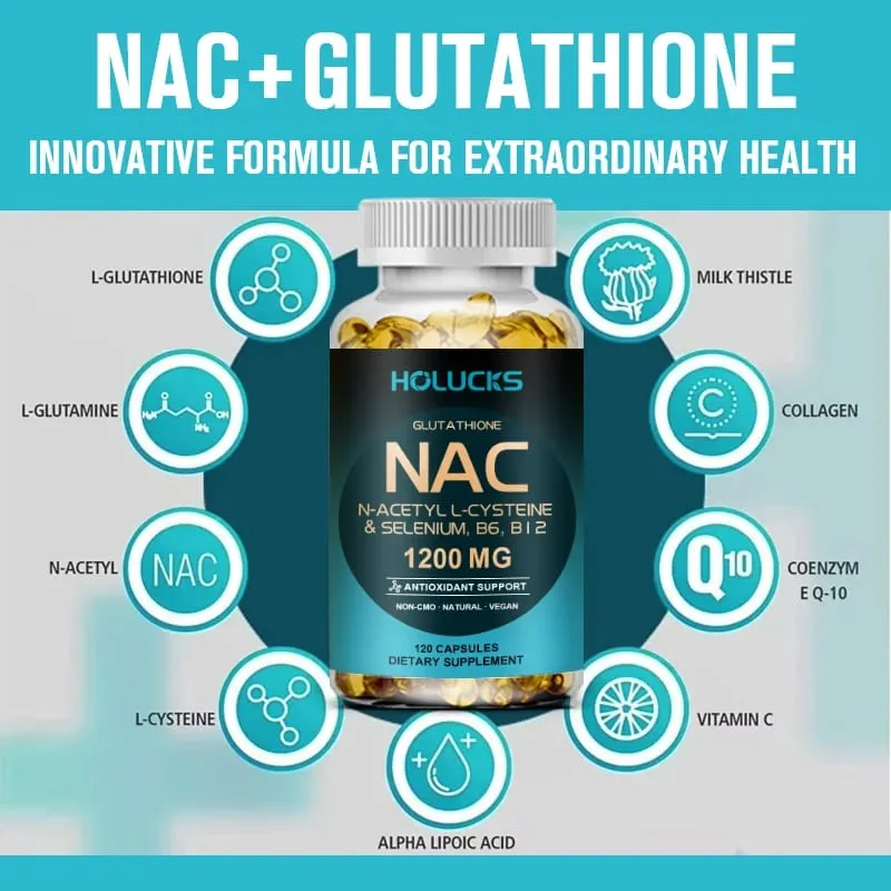 NAC-kapsler 1200mg - Støt hudsundhed Cellulær energi Antioxidant Detox Forbedrer immunitet Forbedrer fordøjelsen — image 5