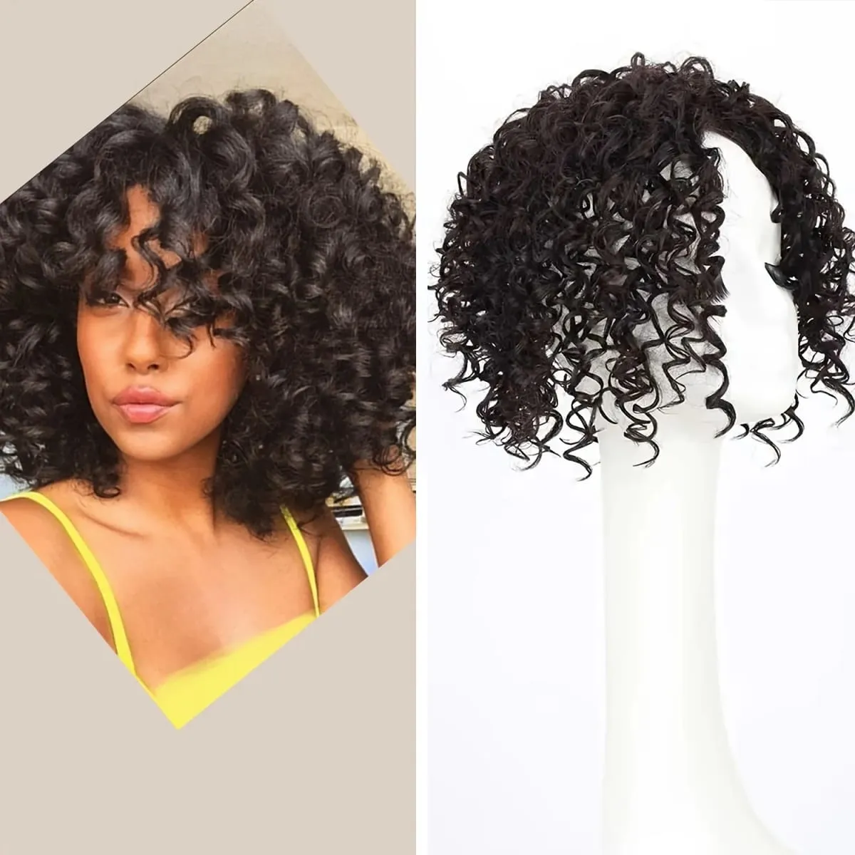 8inch Fluffy Natural Afro Kinky Curly Short Hair Toppers Hairpieces Clip-on Synthetic Hair Pieces for Women with Thinning Hair — image 8