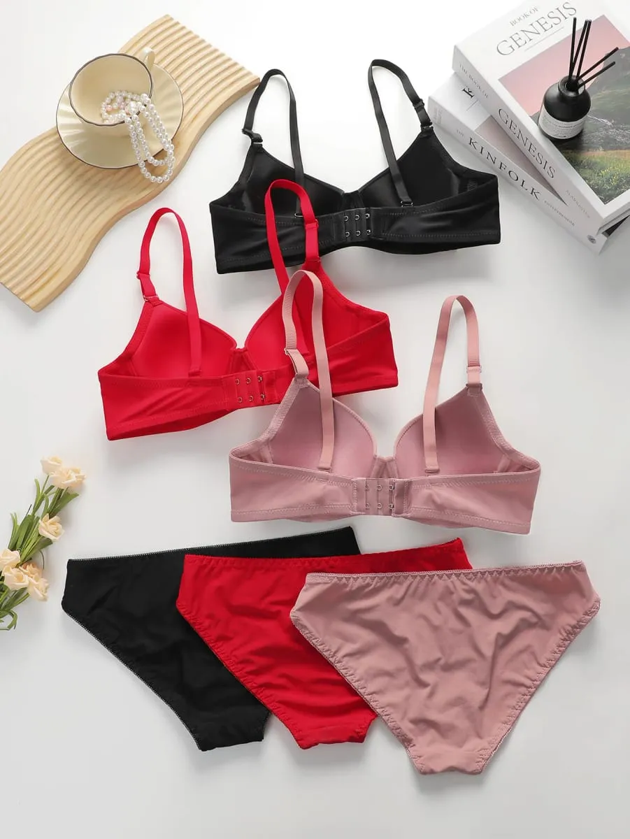 Conjunto de lingerie com arame sólido, roupa íntima, conjunto de calcinha feminina, sutiã push up com anel de aço, roupa íntima, terno — image 3