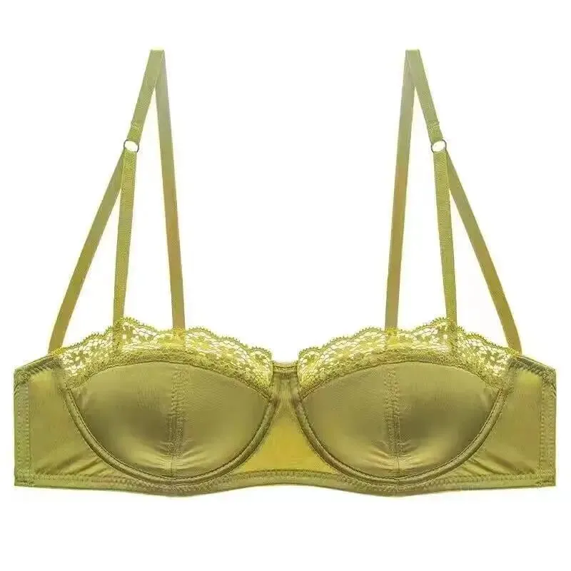 European American Satin Half Cup Bra Set Underwired Push Up Thin Smooth Green Lace Comfort Ladies Lingerie 32-38 Hot Trend S-xl — image 2