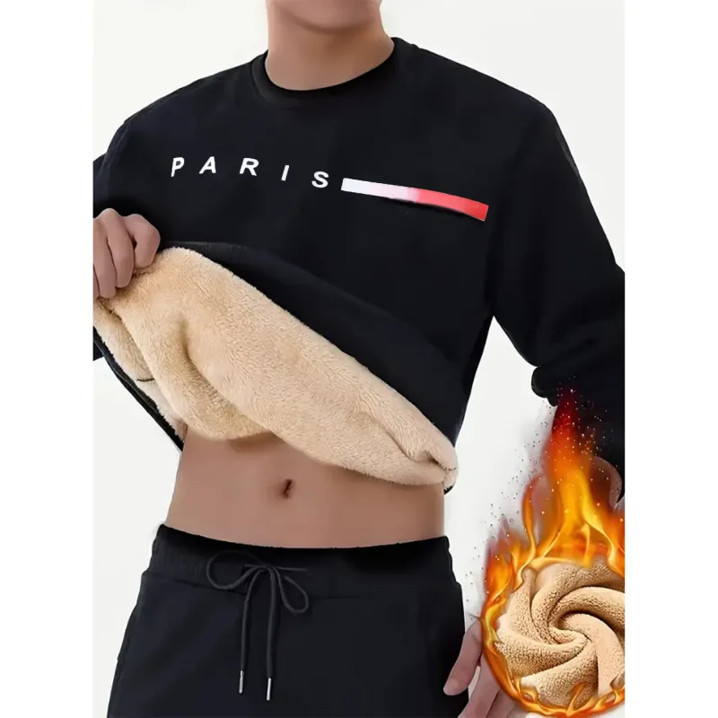 Caxemira masculina com gola redonda e caxemira grossa de inverno sob uma caxemira quente