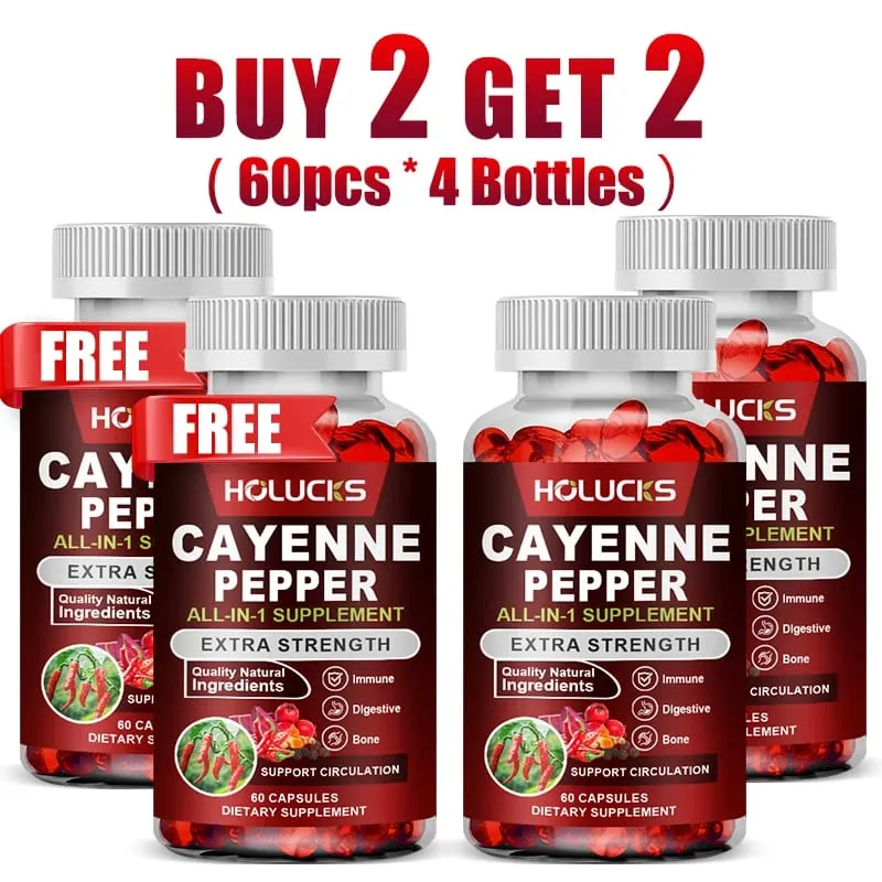 Advanced Cayenne Pepper Capsules with Vitamin D3 & K2 Support Circulation Immune Health & Digestive Comfort