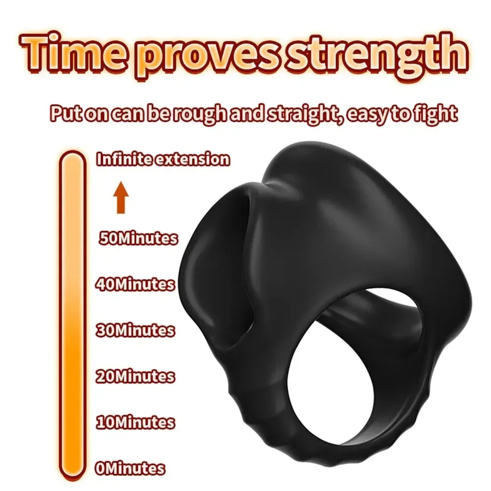 Soft Penis Ring Reusable Delay Ejaculation Lasting Scrotum Lock Ring Ball Scrotum Stretcher Triple Testicle Lock BDSM Sex Toys — image 3