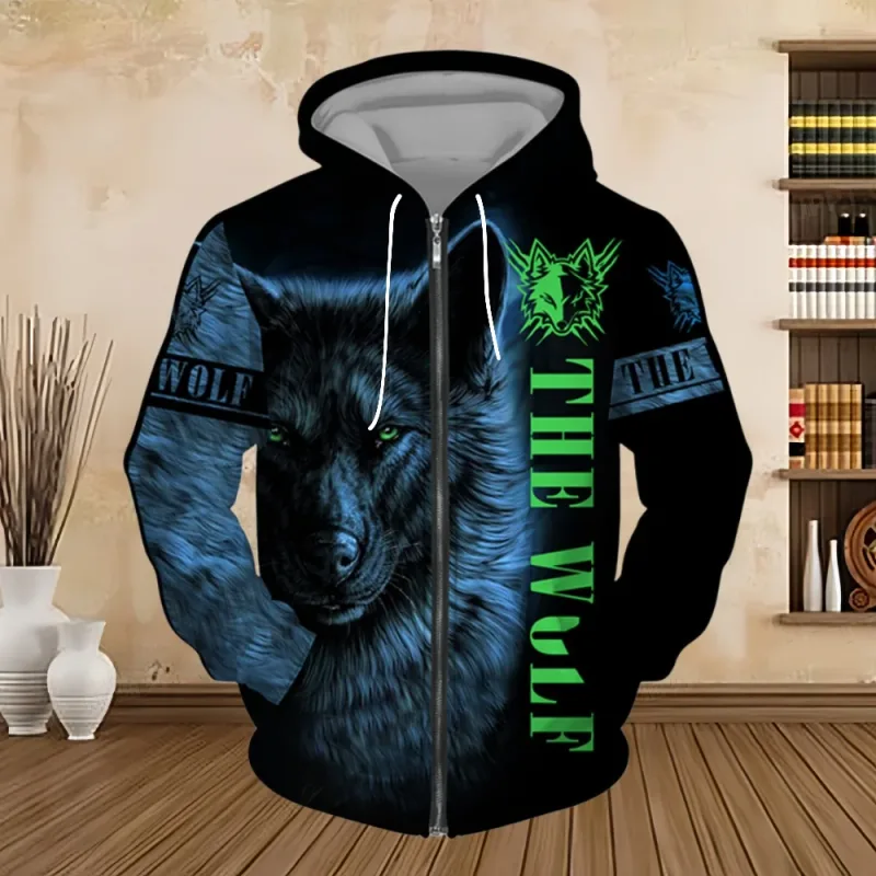 Primavera e outono moletom com capuz masculino 3d impressão digital série tigre zip up hoodies moda moletom personalizado para homem — image 8