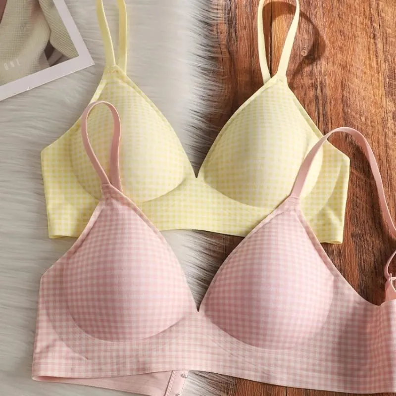 Elegant Seamless Bralette Small Bust Gathering Anti-Sagging Thin Adjustable Straps Wirefree Comfort Fit UK Light Support Bra Set — image 6