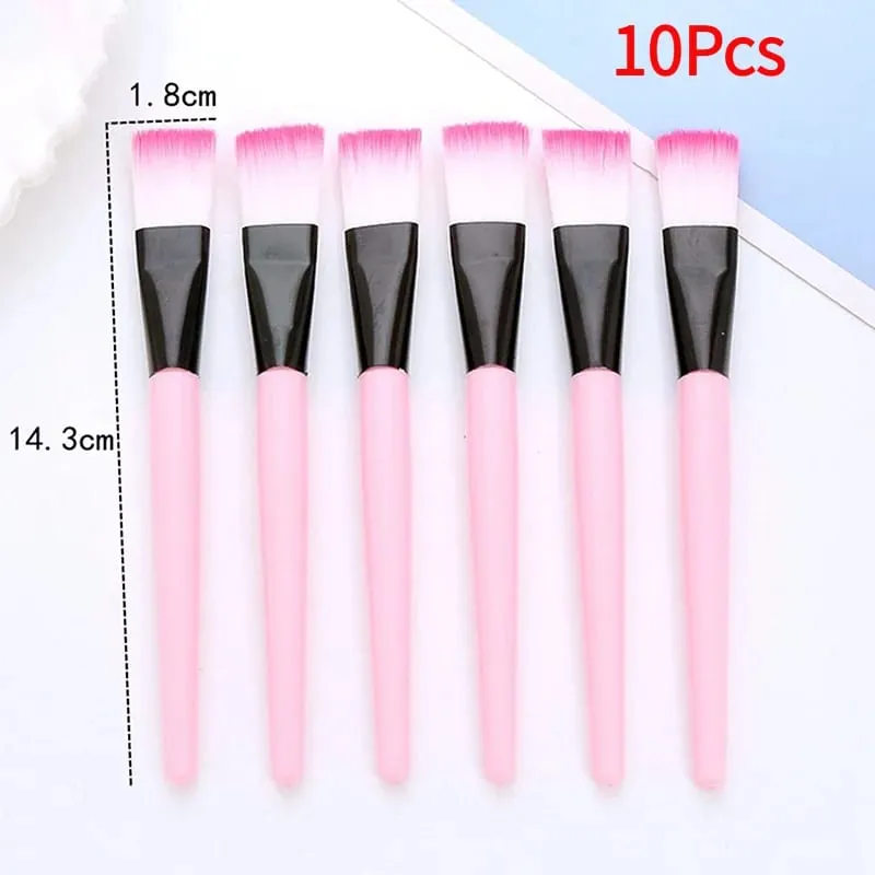 10Pcs Facial Mask Brush Makeup Brushes Eyes Face Skin Care Masks Applicator Cosmetics Mask Brush Tools Pink Handle.