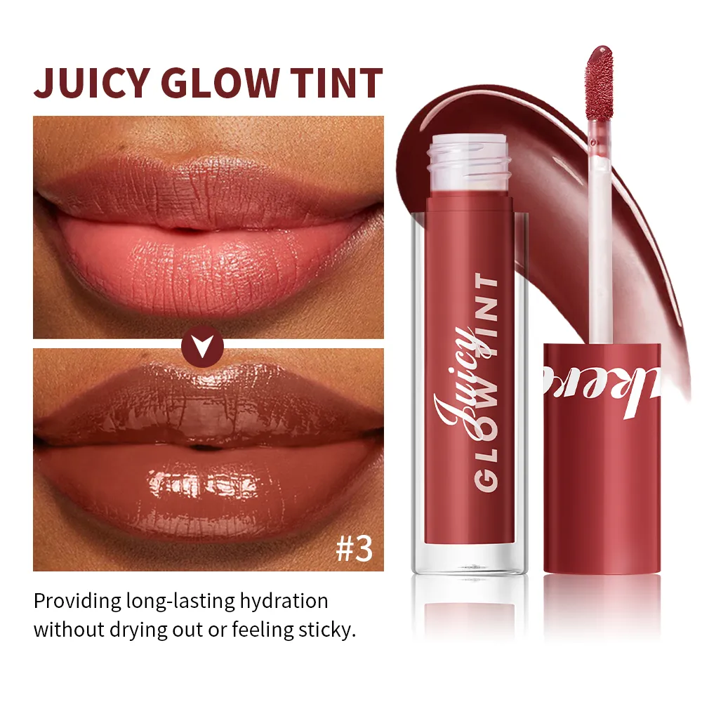 Juteux lueur teinte pour les lèvres miroir brillant à lèvres hydratant en profondeur longue durée rosée hydratant Non collant haute brillance teinté maquillage pour les lèvres