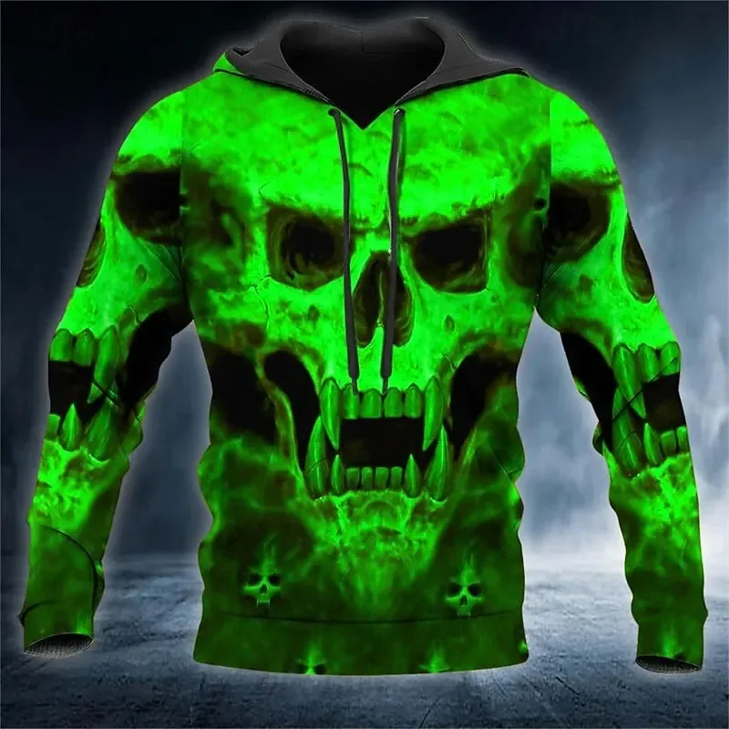 Men's Skull 3D Printed Hoodie, Halloween Horror Graphic Hooded Sweatshirt, Gothic Casual Streetwear Pullover Nangungunang Mga Damit ng Lalaki — image 7